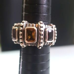 Sterling silver purple, yellow, red 3 stone size 9 ring